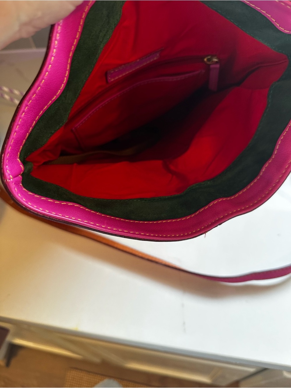Women's Dooney &Bourke Hot Pink Leather Fold-Over Cross Body bag - Picture 9 of 14